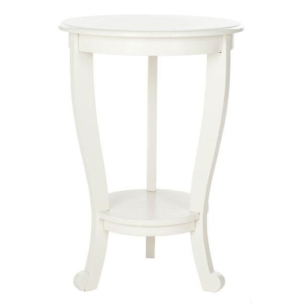 Safavieh Heather Pedestal Side Table - Distressed Cream AMH5711C - main